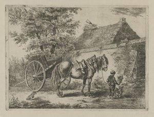 Ragazzo con un cavallo e un cane da Christiaan Wilhelmus Moorrees