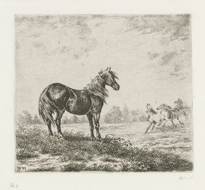 Paesaggio con tre cavalli da Christiaan Wilhelmus Moorrees