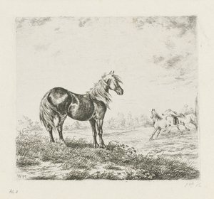 Paesaggio con tre cavalli da Christiaan Wilhelmus Moorrees