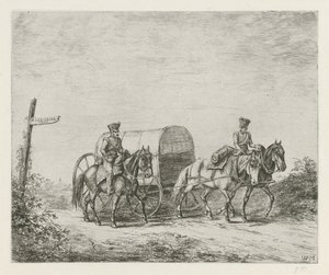 Due soldati a cavallo in viaggio da Christiaan Wilhelmus Moorrees