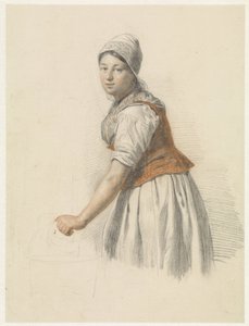 Donna in piedi con secchio, verso sinistra da Christiaan van Geelen jr.