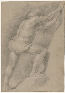 Studio di un uomo nudo con gamba sollevata