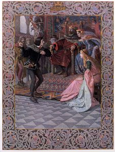 Amleto davanti al re Claudio, alla regina Gertrude e a Ofelia, scena da 
