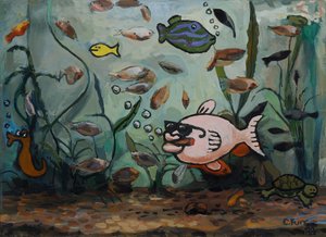 Grande pesce rosa nel mondo dei pesci da Christian Furr