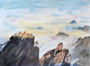 Scimmia di pietra che guarda un mare di nuvole da Christian Furr
