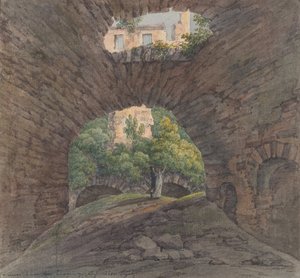 Una giovane coppia che osserva le rovine vicino a Bingen, 1801 da Christian Georg Schutz