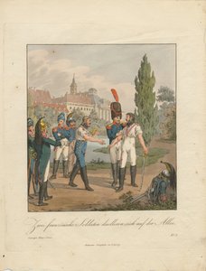 Due soldati francesi che duellano su un viale