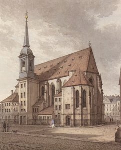 Acquerello della Sophienkirche di Dresda da Christian Gottlob Hammer