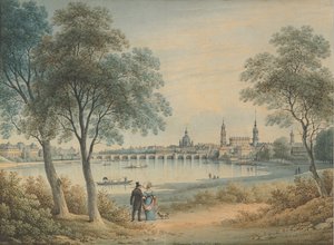 Veduta di Dresda da ovest, 1833 da Christian Gottlob Hammer