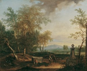 Paesaggio con piedistallo