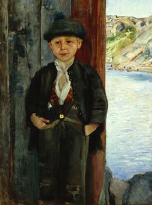 Ragazzo vicino al muro della casa, c.1890 da Christian Krohg