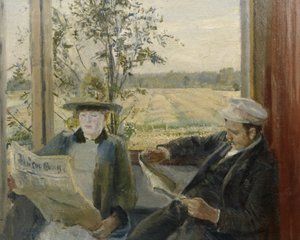Oda Krohg che legge Verdens Gang