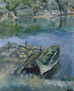 Barca a remi con molo da Christian Krohg