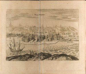 Illustrazione di Nizhny Novgorod da Viaggi al Gran Duca di Moscovia e al Re di Persia da Christian Lorenzen Rothgiesser