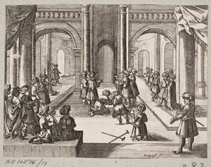 Illustrazione per Adam Olearius, "Persianischer Rosenthal von einem Sinnreichen Poeten Schich Saadi [...]", Schleswig 1660 da Christian Rothgiesser