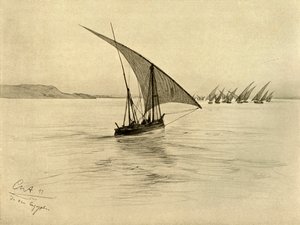 Feluche sul Nilo, Il Cairo, Egitto da Christian Wilhelm Allers