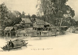 Case su palafitte, Bangkok, Siam, 1898 da Christian Wilhelm Allers
