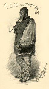 Uomo che fuma una pipa, Tsingtao, Cina, 1898 da Christian Wilhelm Allers
