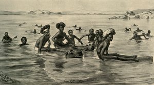 Uomini nel fiume Nilo alla Prima Cataratta, Egitto, 1898 da Christian Wilhelm Allers
