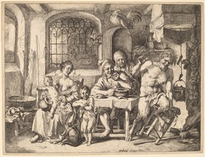 Un satiro che visita una famiglia di contadini da Christian Wilhelm Ernst Dietrich