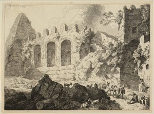 Grande paesaggio con una piramide da Christian Wilhelm Ernst Dietrich