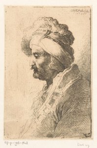 Uomo che guarda in basso con cappello di pelliccia da Christian Wilhelm Ernst Dietrich