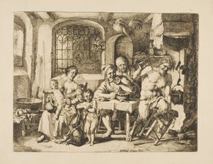 Satiro in casa di contadini, nello stile di Jordaens da Christian Wilhelm Ernst Dietrich