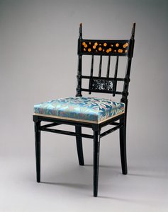 Sedia laterale, Herter Brothers Company, c.1876-79 (ciliegio, dorato e tappezzeria)