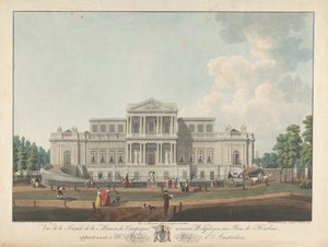 Welgelegen: Veduta della facciata della casa di campagna chiamata Welgelegen nel bosco di Harlem, appartenente al Sig. Henry Hope di Amsterdam da Christian von Mechel