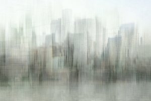 Il profilo della città nella nebbia