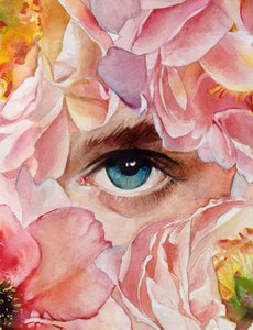 Occhi da sogno e fiori rosa da Christine Lindstrom