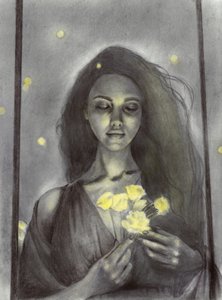 Donna da sogno e fiori luminosi da Christine Lindstrom