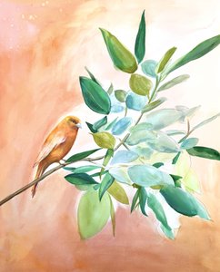 Uccellino arancione su un ramo da Christine Lindstrom