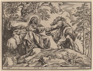 La Tentazione di Cristo da Parte del Diavolo da Christoffel Jegher after Sir Peter Paul Rubens