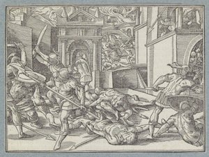 Soldati che combattono in una città da Christoffel van Sichem (I)