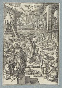 Apostoli battezzano nuovi credenti a Gerusalemme da Christoffel van Sichem (II)