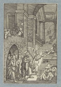 Pietro e gli altri apostoli liberati da un angelo dalla prigione da Christoffel van Sichem (II)