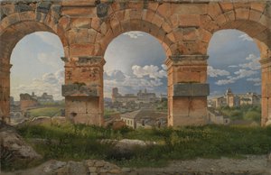 Veduta attraverso tre degli archi nord-occidentali del terzo piano del Colosseo a Roma da Christoffer Wilhelm Eckersberg