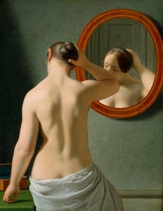 Una donna nuda che si pettina davanti allo specchio da Christoffer Wilhelm Eckersberg
