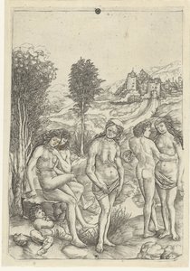 Vecchia donna e due coppie innamorate nel paesaggio da Christoforo di Michele Robetta