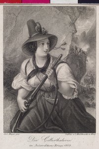 Ragazze della Zillertal nella lotta tirolese per la libertà 1809 (incisione) da Christoph Mahlknecht