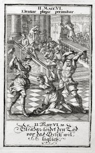 Eleazar accetta volontariamente la pena di morte, Maccabei 1695 da Christoph Weigel