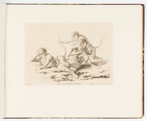 Tavola 7, Le Lavement Donné (Il clistere dato), Singeries ou différentes actions de la vie humaine représentées par des singes (Buffonate o diverse azioni della vita umana rappresentate da scimmie) da Christophe Huet