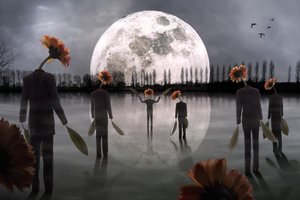 Figure con corone di fiori al chiaro di luna da Christophe Kiciak