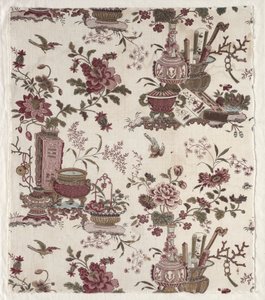 Frammento di cotone stampato in woodblock da Christophe Philippe Oberkampf