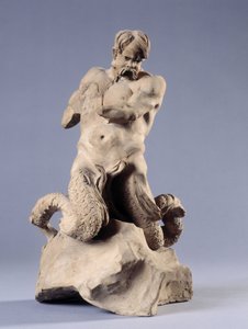 Tritone. Scultura in pietra da Christophe Veyrier
