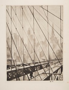 Guardando attraverso il ponte di Brooklyn, pub. 1921 da Christopher Richard Wynne Nevinson