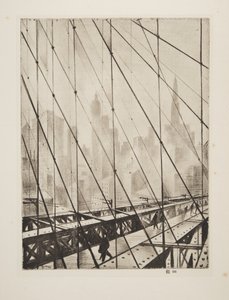 Guardando attraverso il ponte di Brooklyn, pub.1921 da Christopher Richard Wynne Nevinson