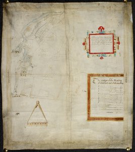 Mappa dei manieri di Bayford e Goodmanston a Murston e Sittingbourne, Kent: 1590