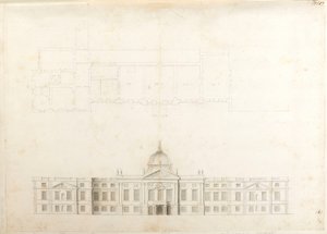 Hampton Court Palace, pianta parziale e schizzo dell